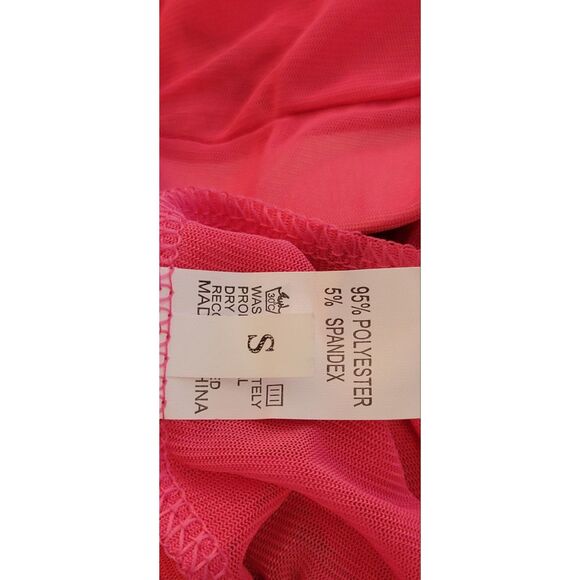 Sheer Mesh Pink Loose Cover Up Elastic High Waist Wide Leg Pants Sz S - Picture 8 of 8